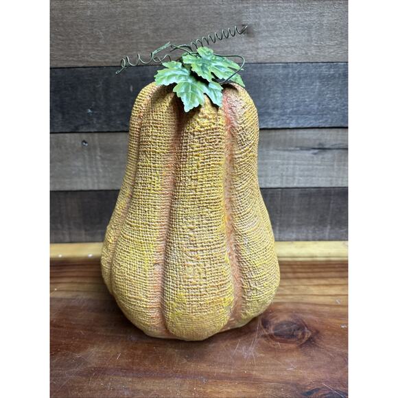 Large Resin Burlap Look Pumpkin 11” Tall